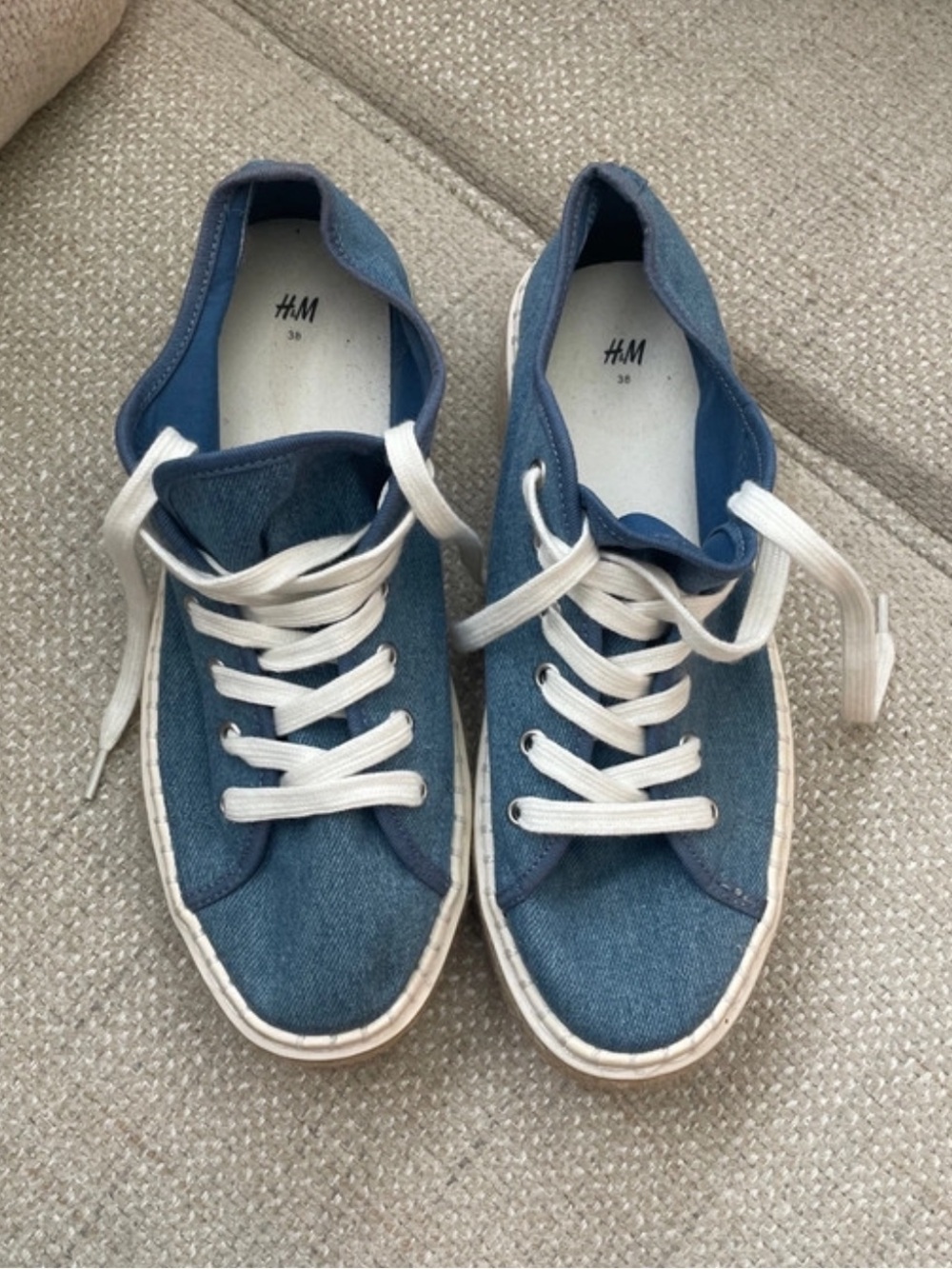 H&M Denim Blue Canvas Sneakers with White Laces